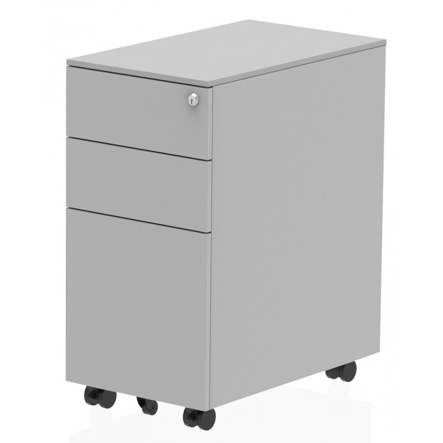 Rayleigh Steel 3 Drawer Slim Lockable Mobile Pedestal